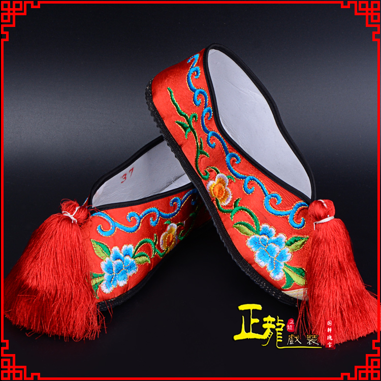 大厂京剧越剧戏曲彩鞋花旦绣花 普平底彩鞋