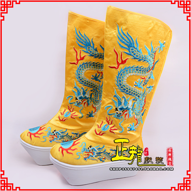 大厂皇帝龙靴变脸靴绣龙靴子厚底官靴 好龙高靴